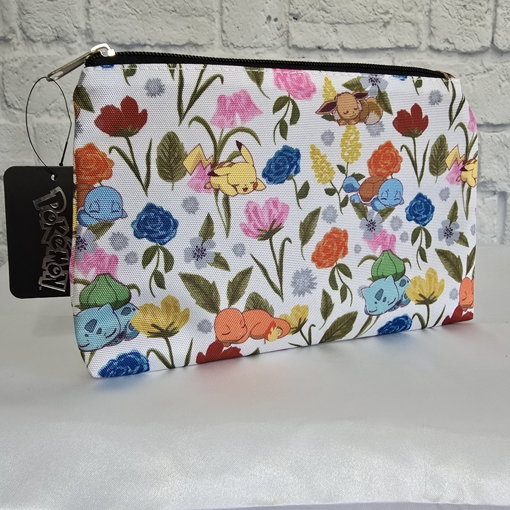 Pokemon Starters Floral Travel Pouch Pokémon Bag Pikachu Eevee Gen 1 Starter New - Picture 13 of 16